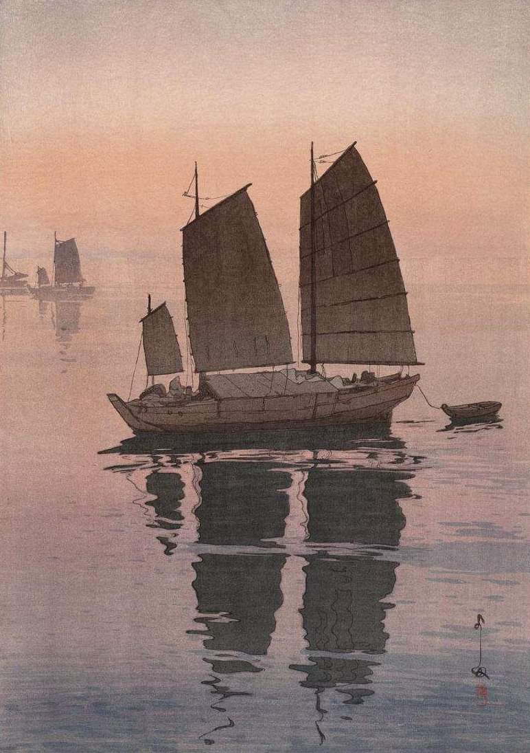 Hiroshi Yoshida Sailing Boats, Evening - Canvas Print