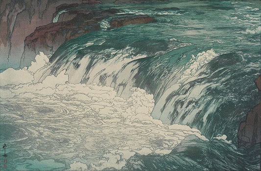 Hiroshi Yoshida Rapids at the Upper Reaches of Tone River - Canvas Print
