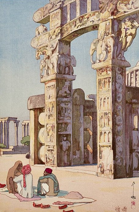 Hiroshi Yoshida A Gate to the Stupa of Sanchi - Canvas Print