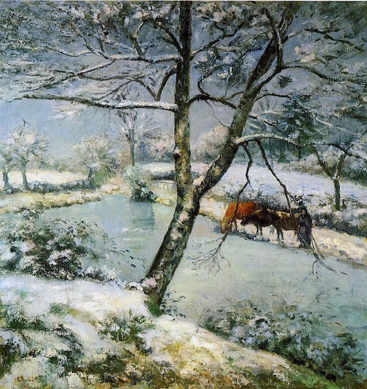  Camille Pissarro Winter at Montfoucault (also known as The Effect of Snow) - Canvas Print