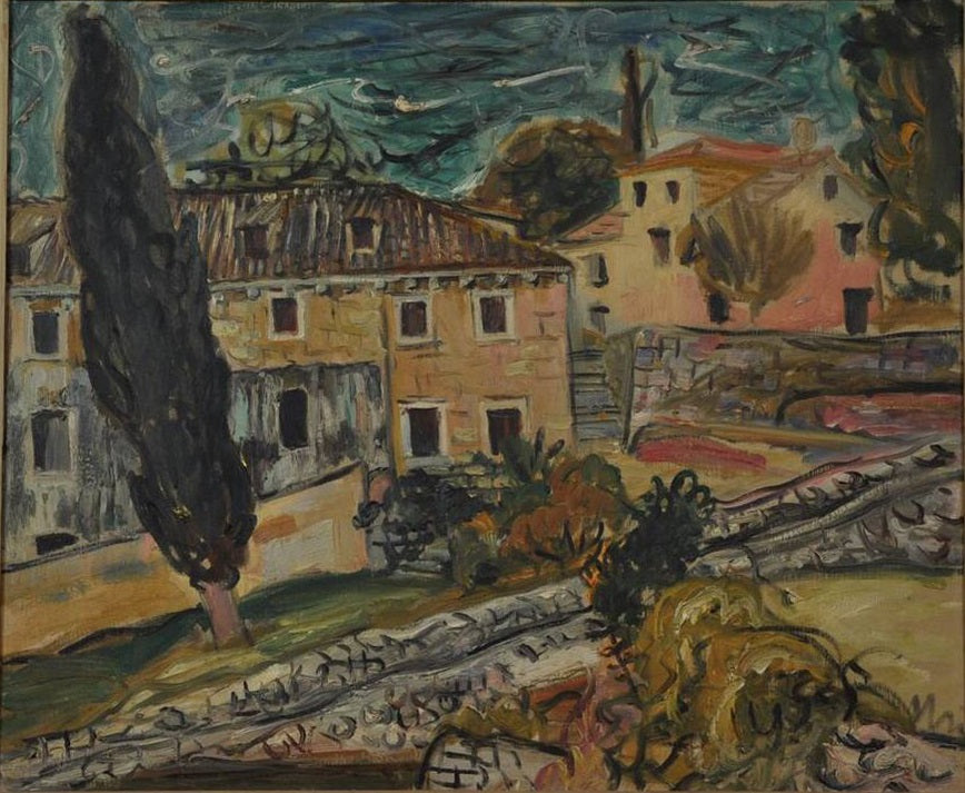 Petar Dobrovic Landscape with Cypresses, Dalmatia - Canvas Print