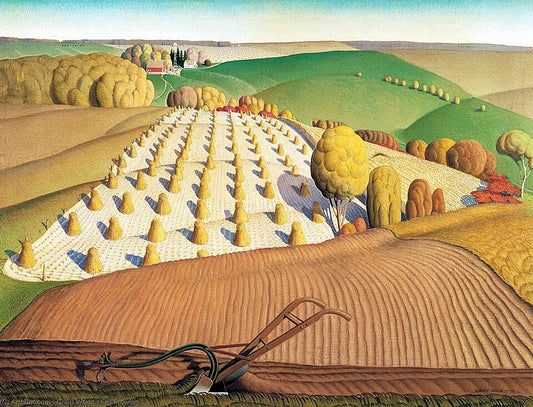 Grant Wood Fall Plowing - Canvas Print