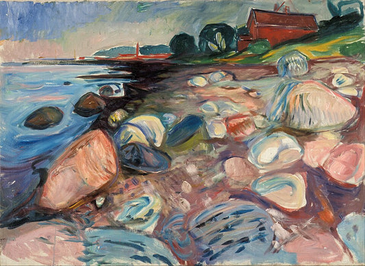 Edvard Munch Shore with Red House - Canvas Print