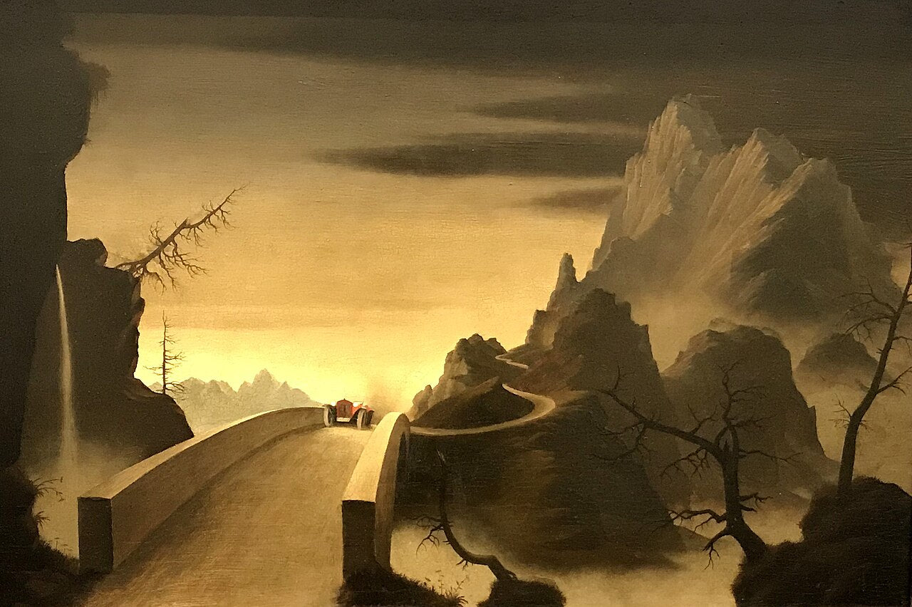 Franz Sedlacek Mountain Landscape with Automobile - Canvas Print