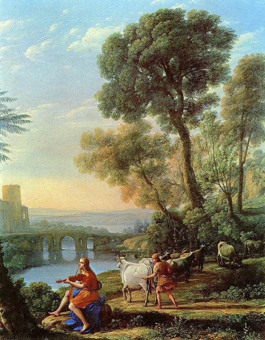 Claude Lorrain Landscape with Apollo Guarding the Herds of Admetus and Mercury Stealing Them - Canvas Print