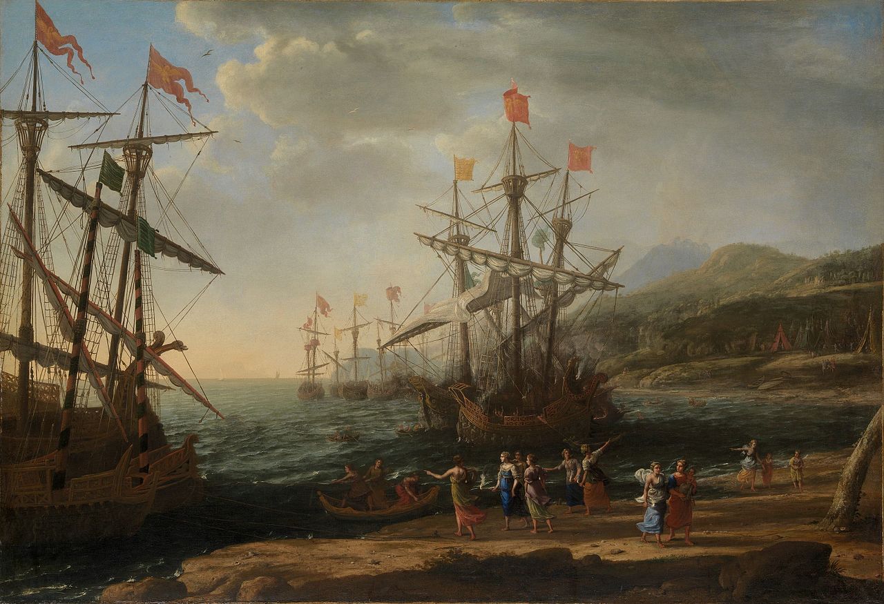 Claude Lorrain The Trojan Women Set Fire to their Fleet - Canvas Print