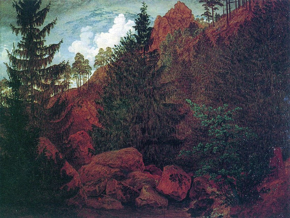 Caspar David Friedrich Rocks in the Harz Mountain - Canvas Print