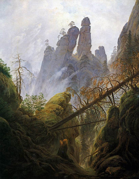 Caspar David Friedrich Rocky ravine in the Elbe Sandstone Mountains - Canvas Print