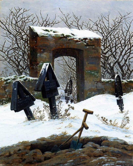 Caspar David Friedrich Graveyard under Snow - Canvas Print