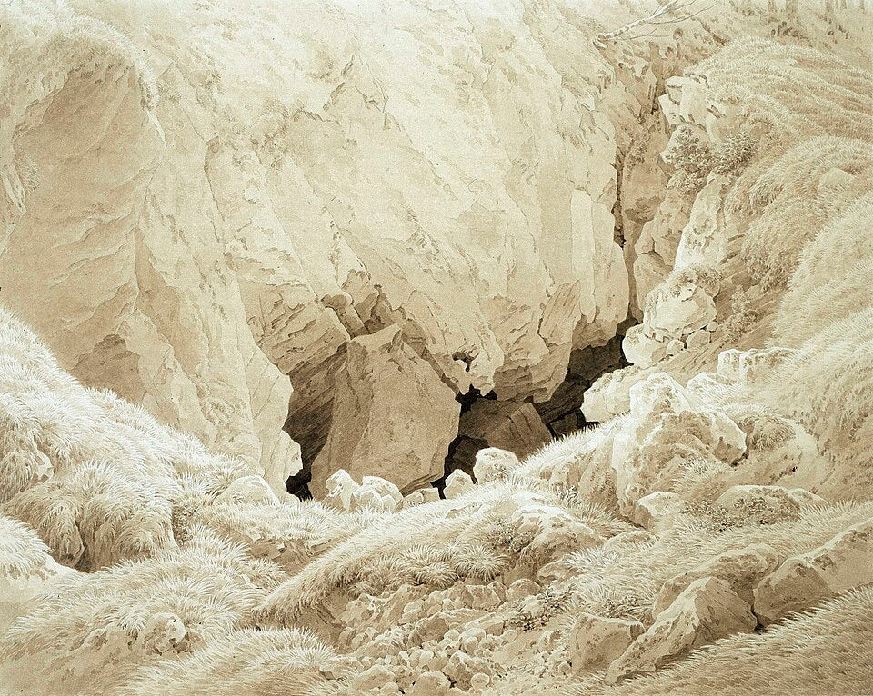 Caspar David Friedrich Cave in the Harz Mountains - Canvas Print