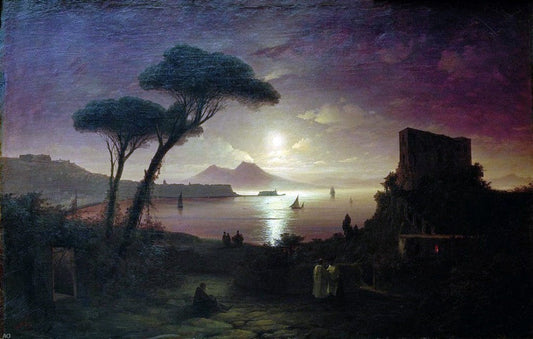  Ivan Constantinovich Aivazovsky The Bay of Naples at Moonlit Night - Canvas Print