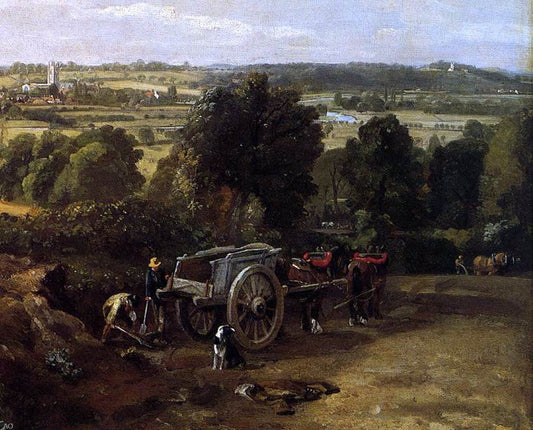  John Constable The Stour-Valley with the Church of Dedham (detail) - Canvas Print