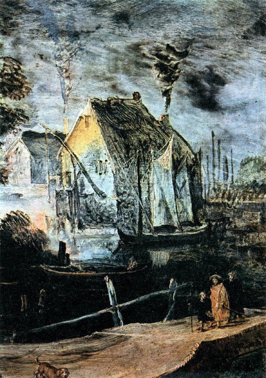  Joos De Momper Village at Full Moon (detail) - Canvas Print