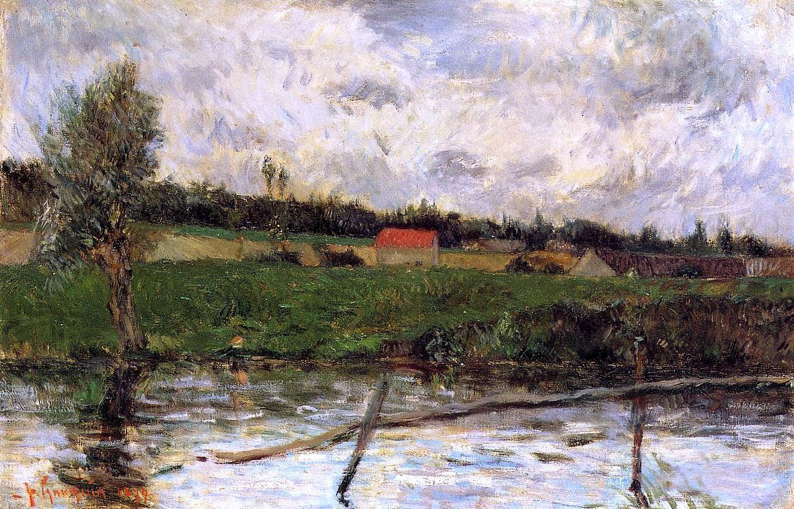  Paul Gauguin Riverside (also known as Breton Landscape) - Canvas Print