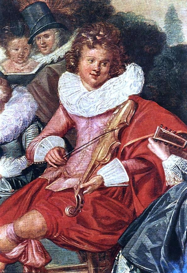  Dirck Hals Amusing Party in the Open Air (detail) - Canvas Print