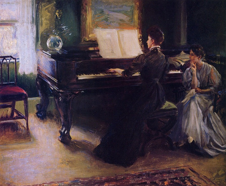Mary Brewster Hazelton Two Sisters at a Piano - Canvas Print