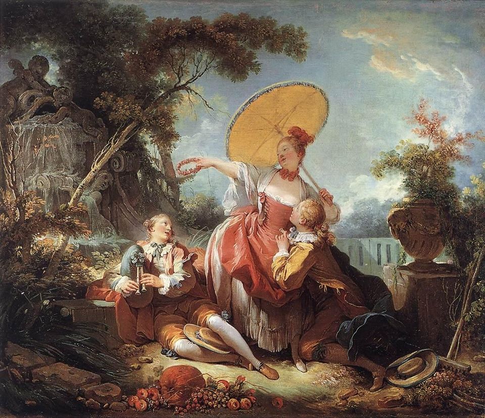Jean-Honore Fragonard The Musical Contest - Canvas Print