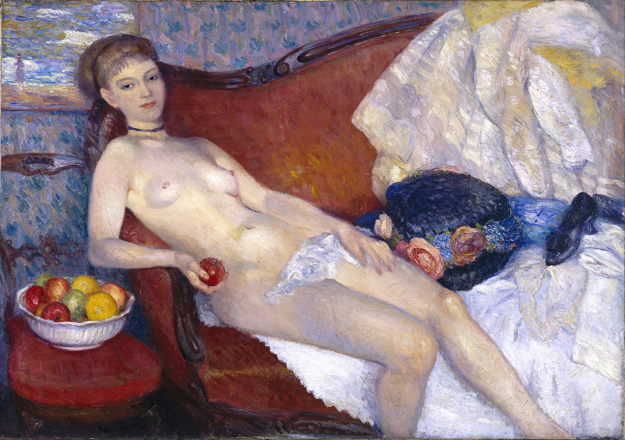William James Glackens Nude with Apple - Canvas Print