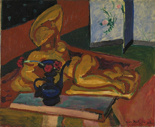 Henri Matisse Statuette and Vases on Oriental Carpet, Still Life in Red of Venice - Canvas Print