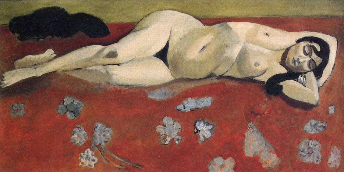Henri Matisse Sleeping Nude on a Red Background - Canvas Print