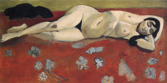 Henri Matisse Sleeping Nude on a Red Background - Canvas Print