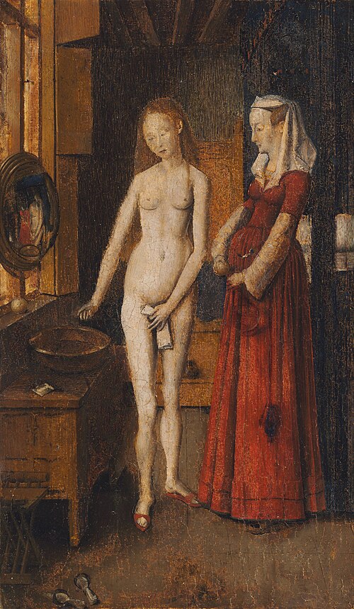 Jan van Eyck Woman Bathing - Canvas Print