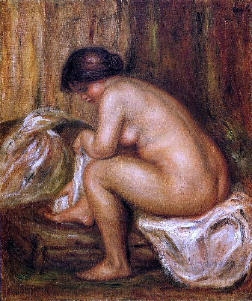  Pierre Auguste Renoir After Bathing - Canvas Print