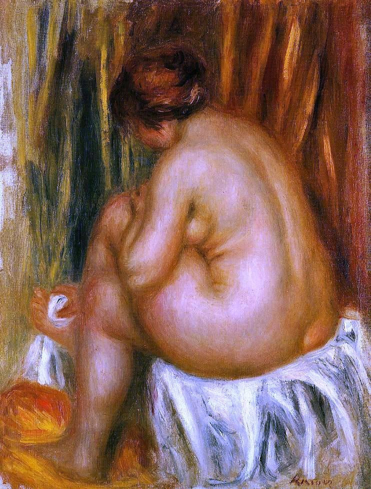  Pierre Auguste Renoir After Bathing (nude study) - Canvas Print