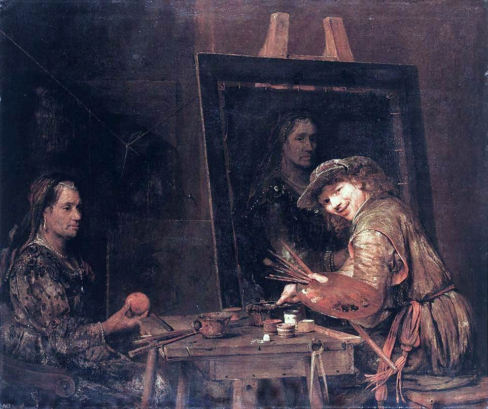  Aert De Gelder Self-Portrait at an Easel Painting an Old Woman - Canvas Print