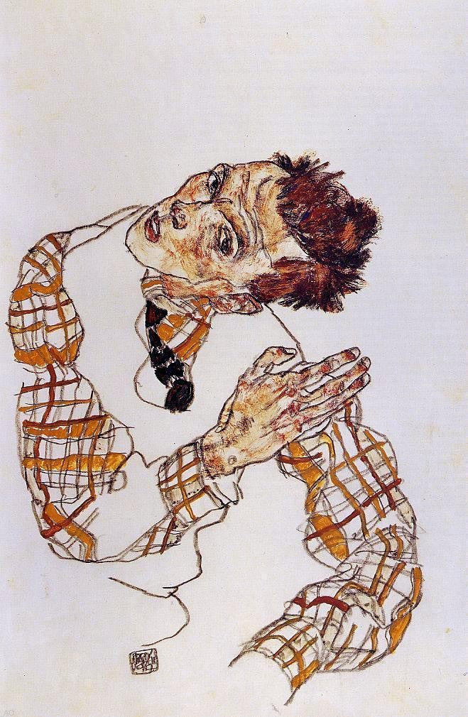  Egon Schiele Self Portrait - Canvas Print