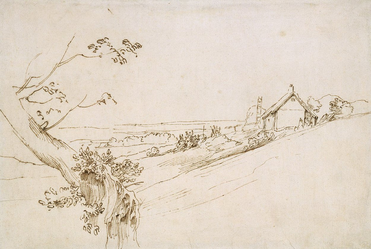 Anthony van Dyck Landscape with a Gnarled Tree and a Farm - Canvas Print