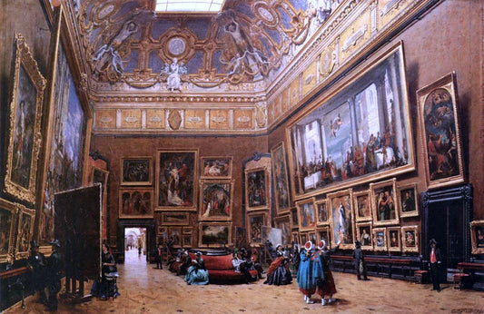  Giuseppe Castiglione View of the Grand Salon Carre in the Louvre - Canvas Print