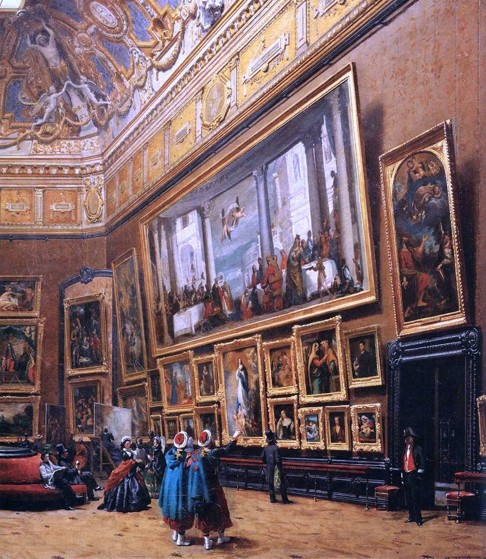  Giuseppe Castiglione View of the Grand Salon Carre in the Louvre (detail) - Canvas Print