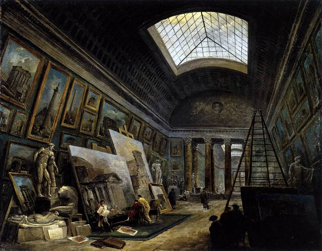  Hubert Robert Imaginary View of the Grande Galerie in the Louvre - Canvas Print