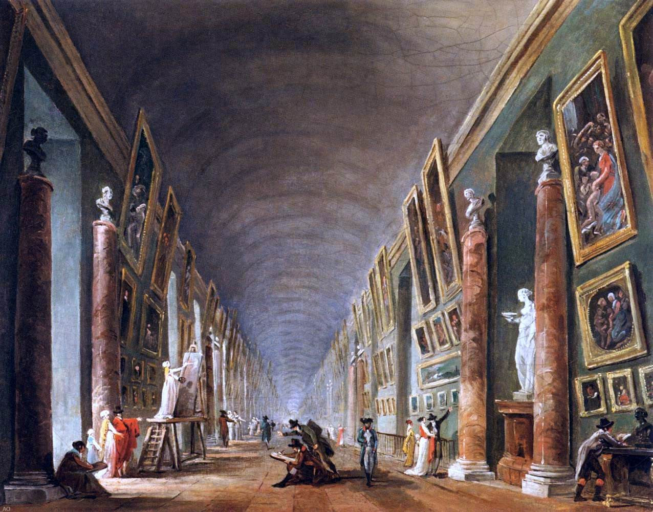  Hubert Robert The Grande Galerie - Canvas Print