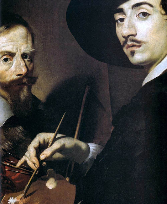  Nicolas Regnier Self-Portrait with a Portrait on an Easel (detail) - Canvas Print