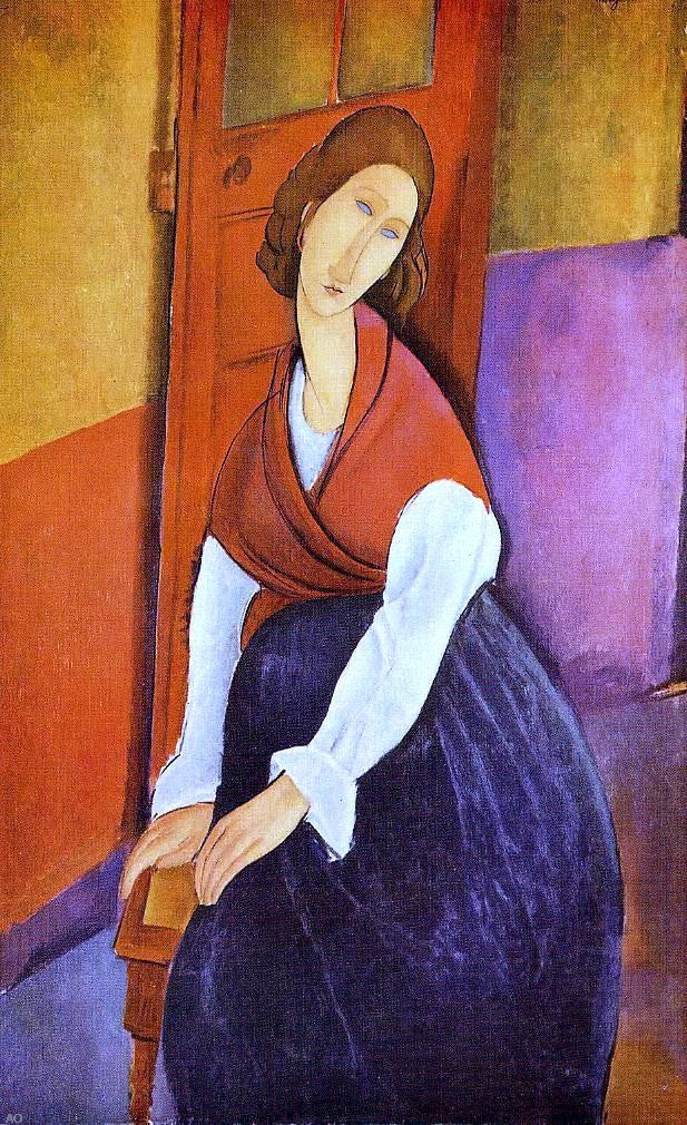  Amedeo Modigliani Jeanne Hebuterne (also known as In Front of a Door) - Canvas Print