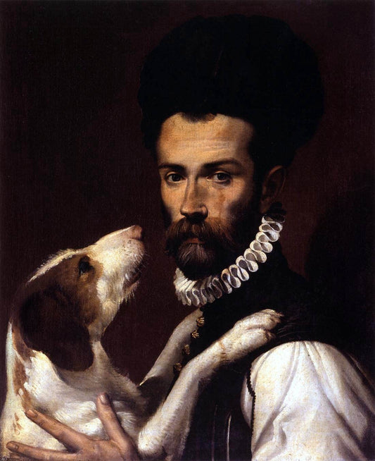  Bartolomeo Passerotti Portrait of a Man with a Dog - Canvas Print