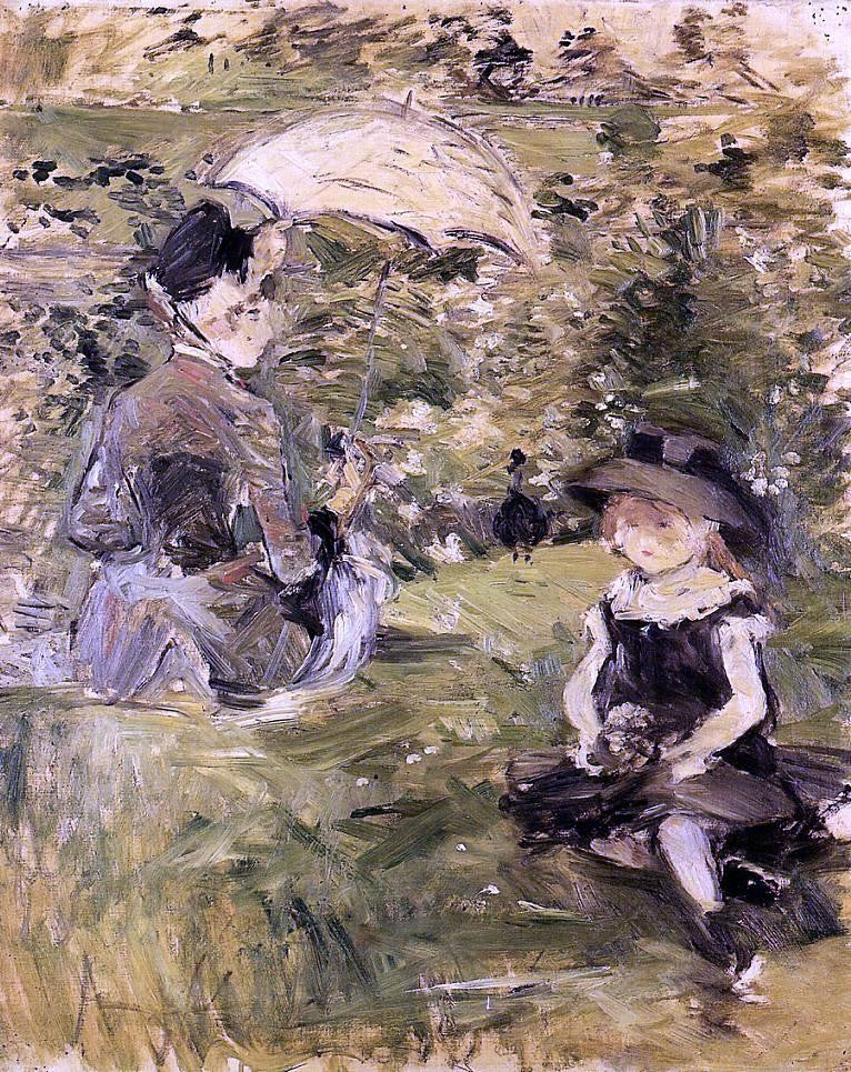  Berthe Morisot Young Woman and Child on an Isle - Canvas Print