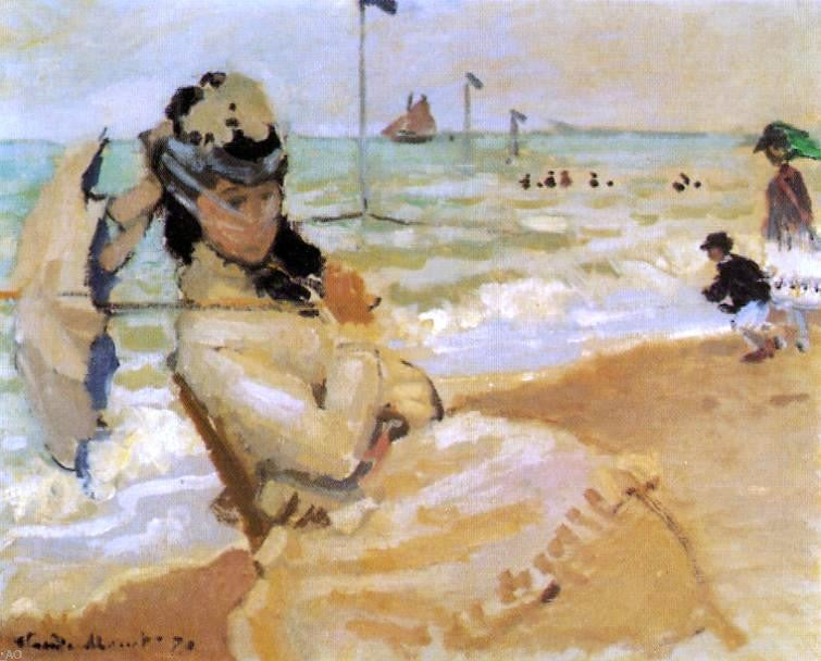  Claude Oscar Monet Camille on the Beach at Trouville - Canvas Print