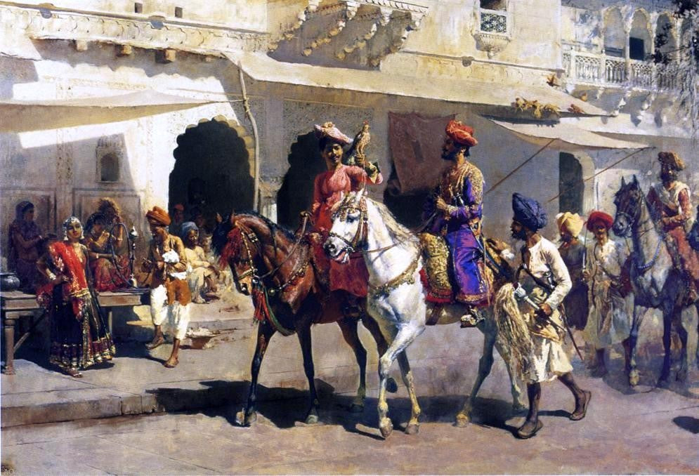  Edwin Lord Weeks Leaving for the Hunt at Gwalior - Canvas Print