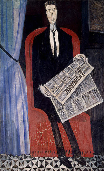 Andre Derain Portrait of a Man with a Newspaper - Canvas Print