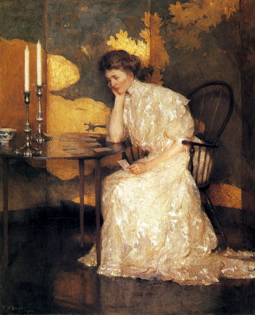 Frank Weston Benson Playing Solitaire - Canvas Print
