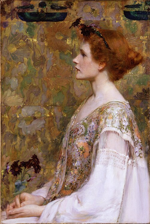 Albert Herter Woman with Red Hair - Canvas Print