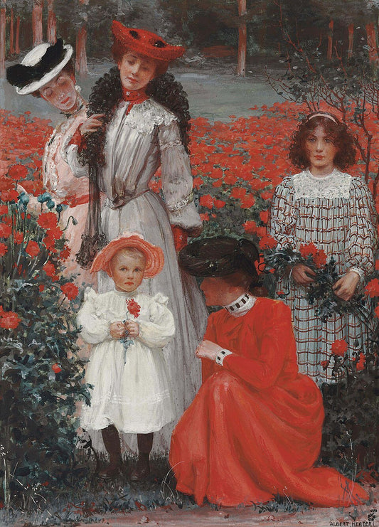 Albert Herter A Family Group - Canvas Print