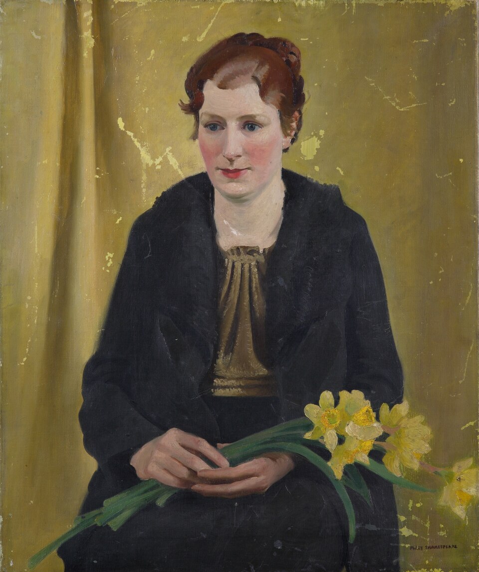 Percy Shakespeare Girl with Daffodils - Canvas Print