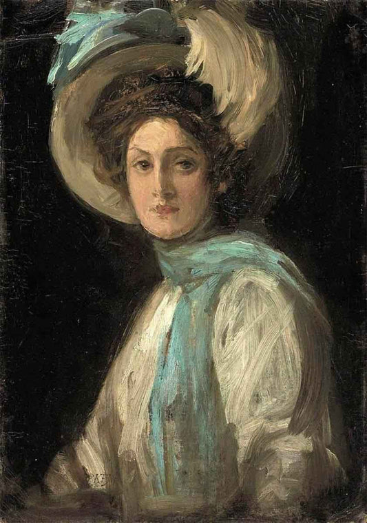 John Lavery A Lady in Blue and White - Canvas Print