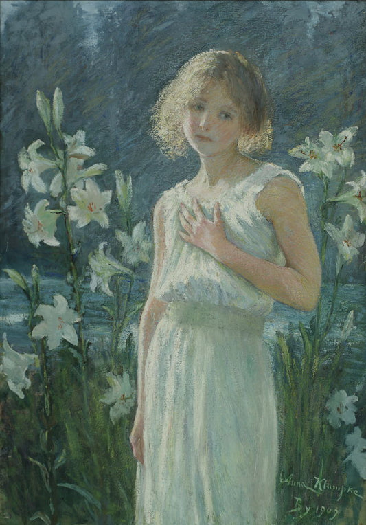 Anna Elizabeth Klumpke Among the Lilies - Canvas Print
