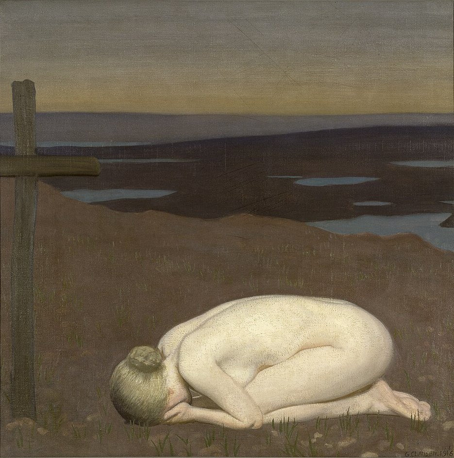 George Clausen Youth Mourning - Canvas Print