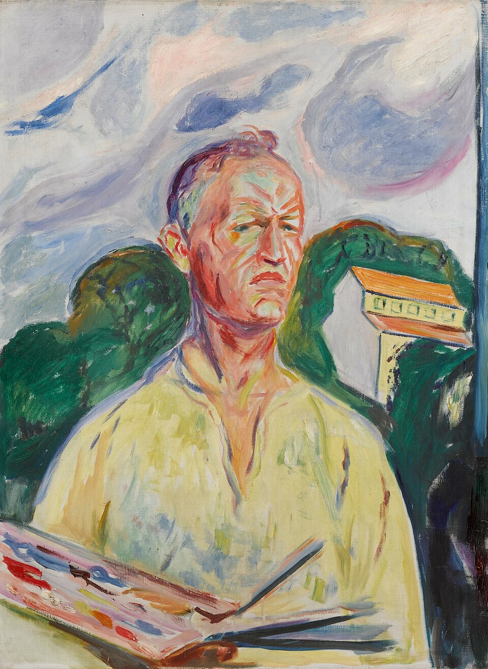 Edvard Munch Self-Portrait with Palette - Canvas Print